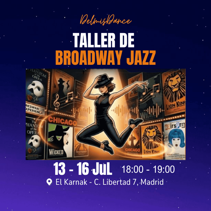 Clase de Broadway Jazz en Madrid en Delmis Dance, taller de danza moderna y jazz.